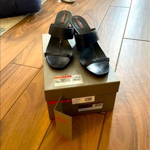 Black Prada Wedge Sandals